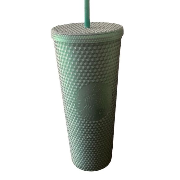 Pre Owned Starbucks 2022 Dark Green Studded Cold Cup Tumbler Must Have Addition - Picture 2 of 14